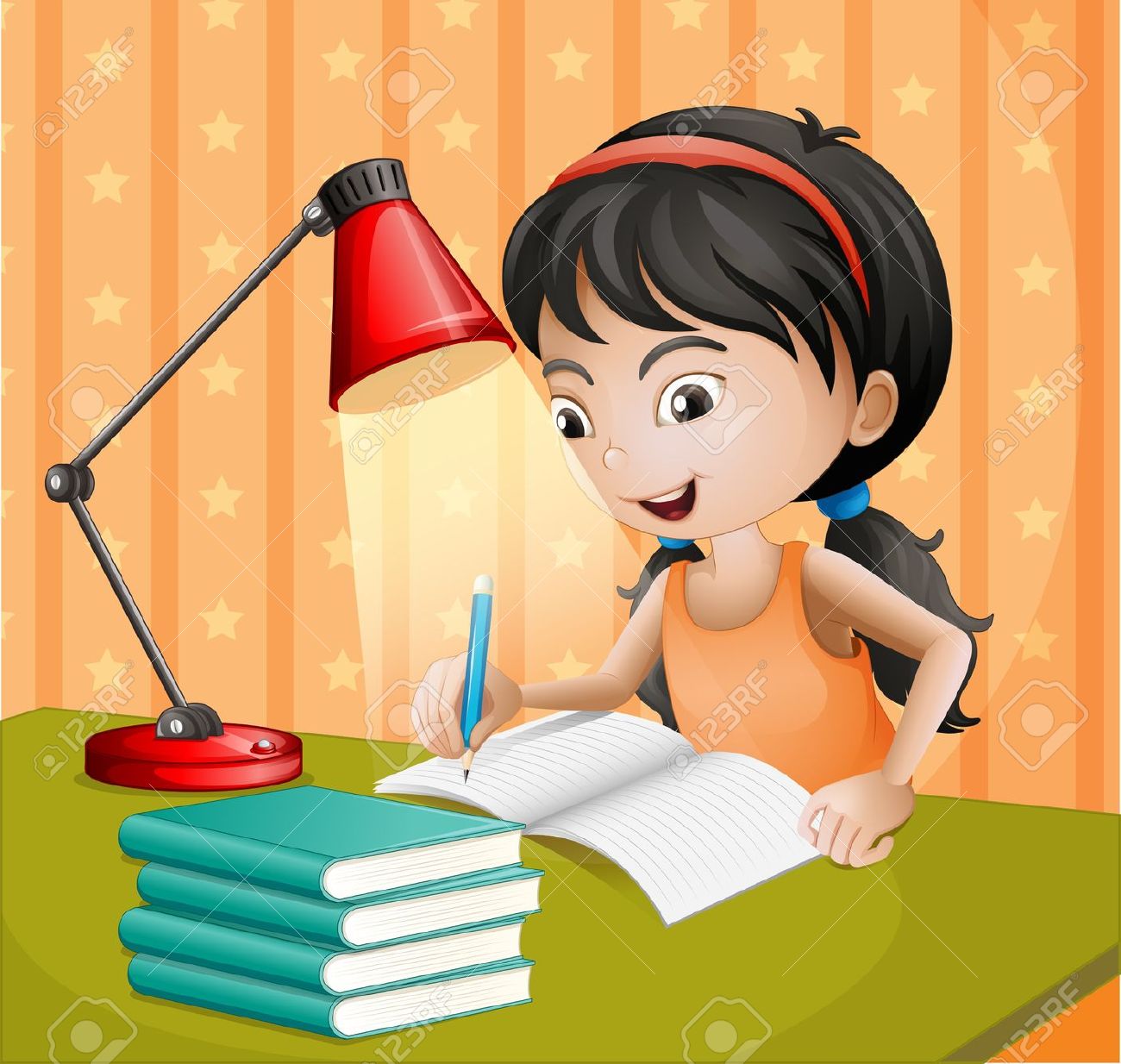 Woman writing a book clipart 