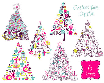 Free modern christmas tree clip art 