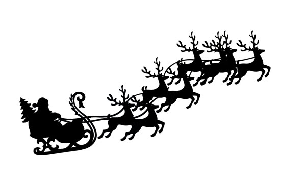Free clipart santa and reindeer silhouette 