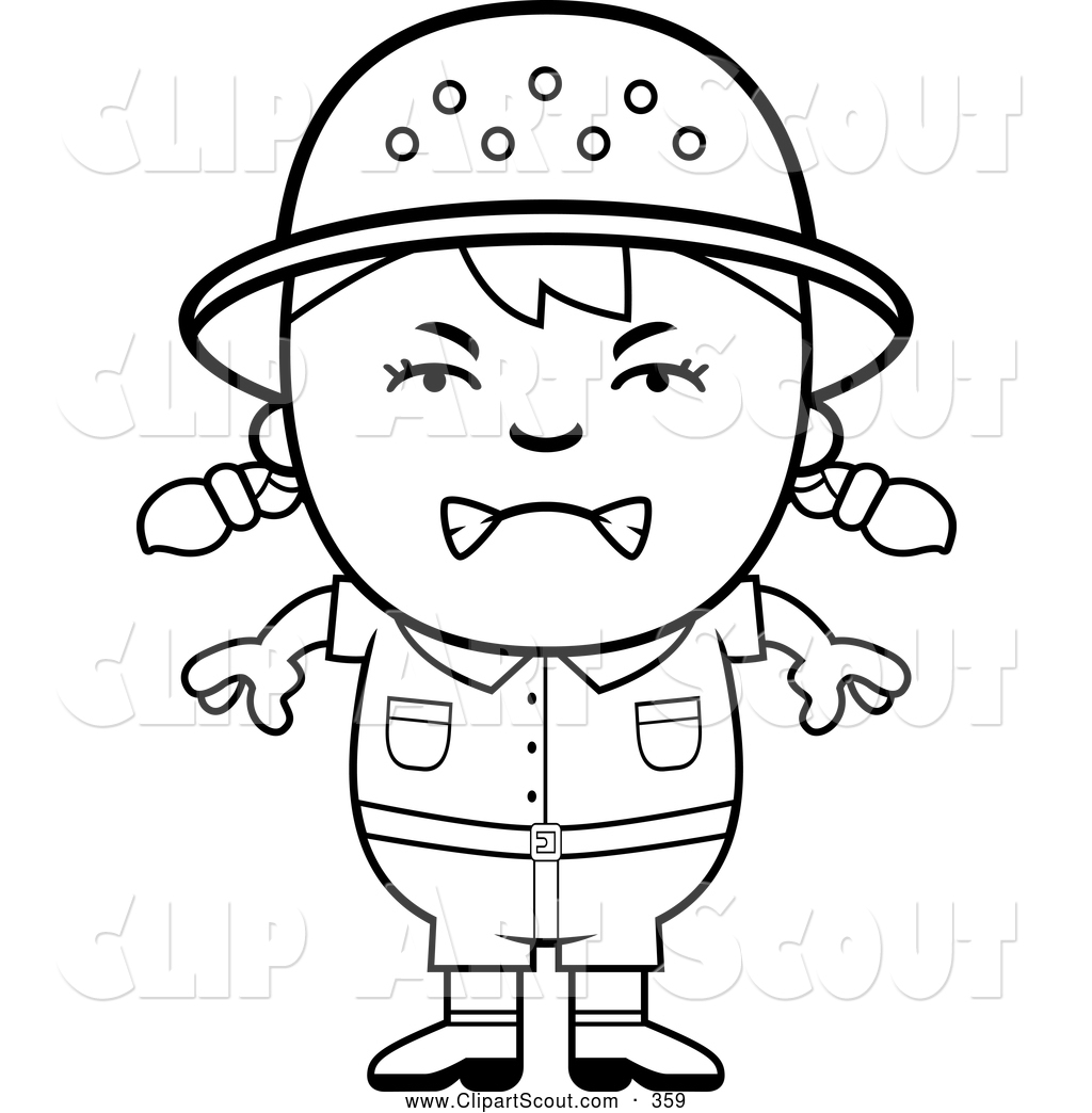 angry girl clipart black and white