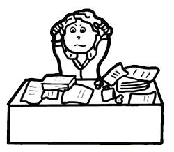 Woman at desk clipart 