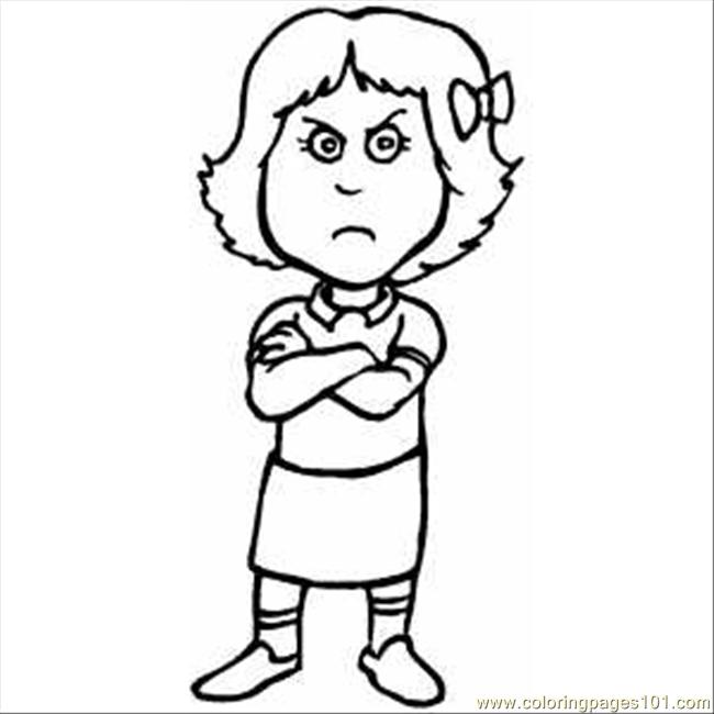 angry girl clipart black and white