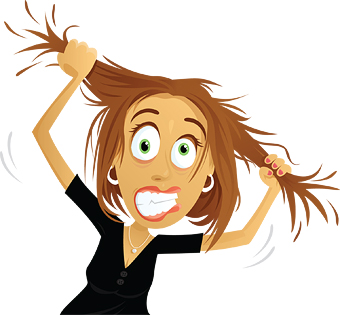 Clipart of woman pulling hair out in frustration 
