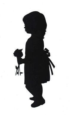 Girl holding flowers silhouette clipart 