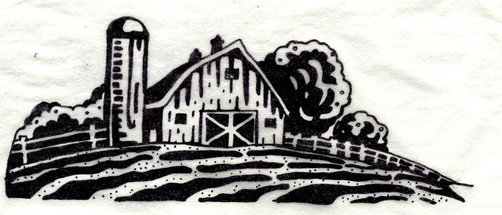 Farm Scene Black And White Clipart 