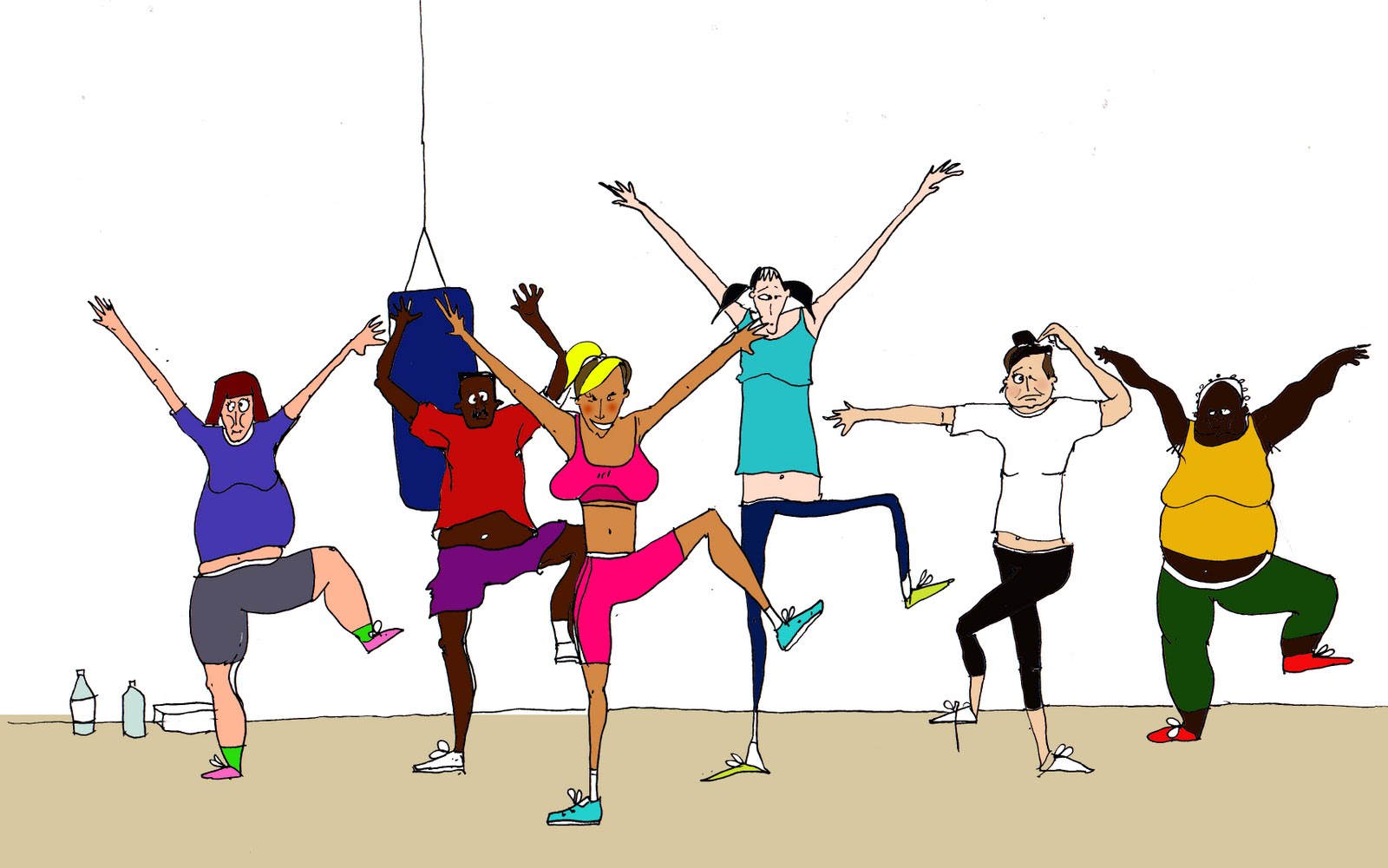 Group fitness class clipart 
