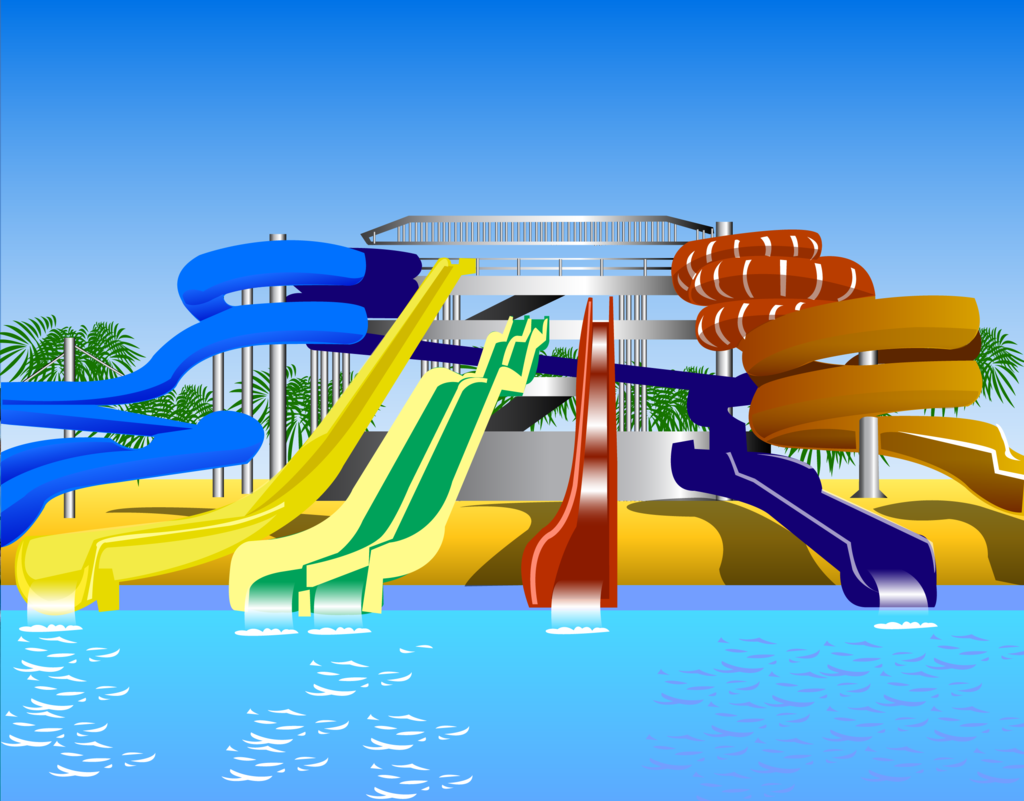 water slide water park cartoon - Clip Art Library