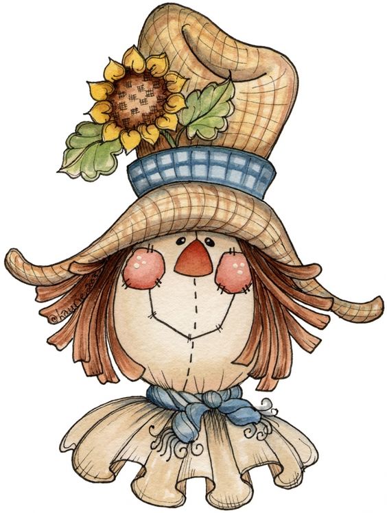 Cute toddler scarecrow clipart 
