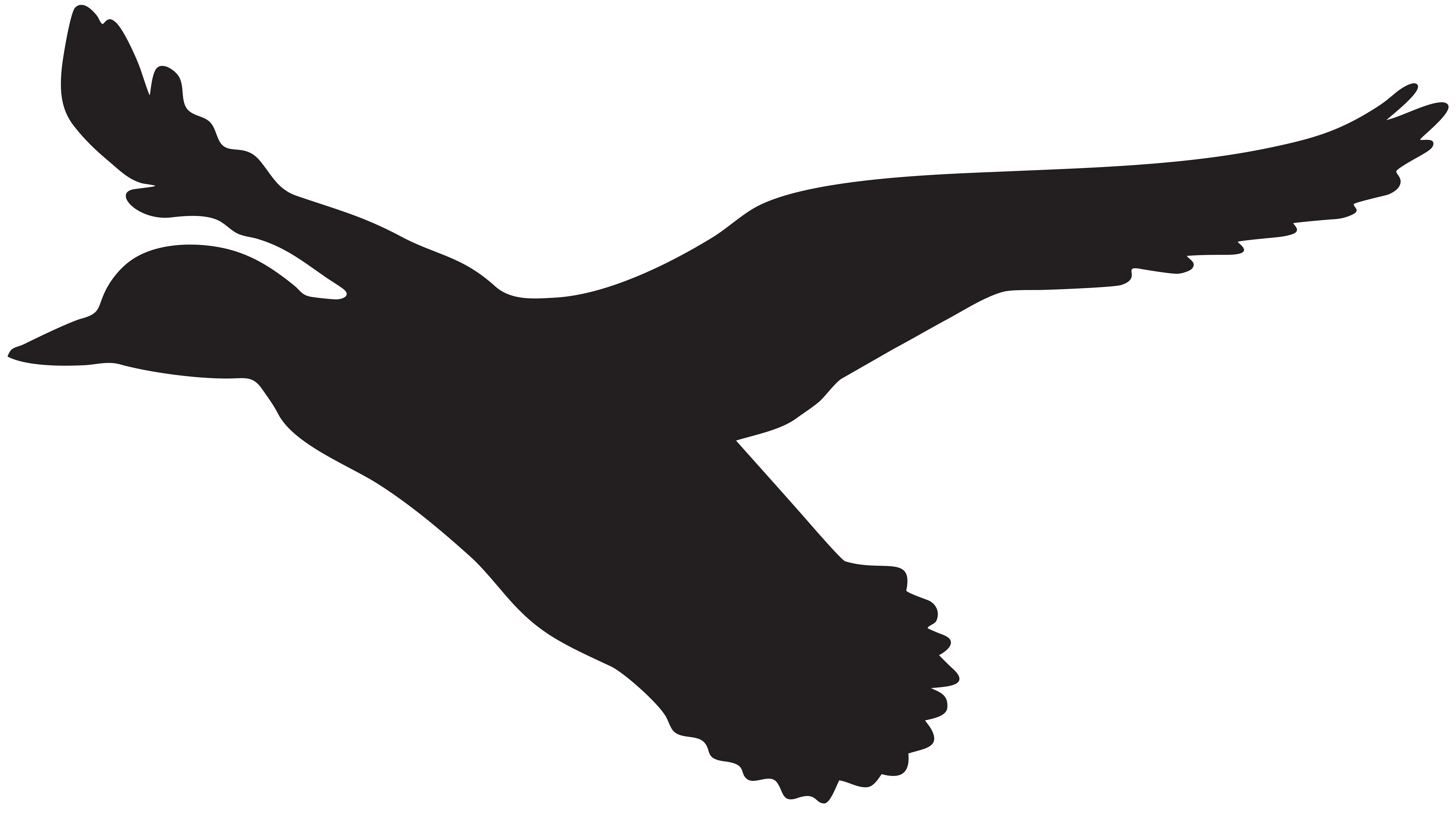 Flying Duck Silhouette PNG Clip Art Image 