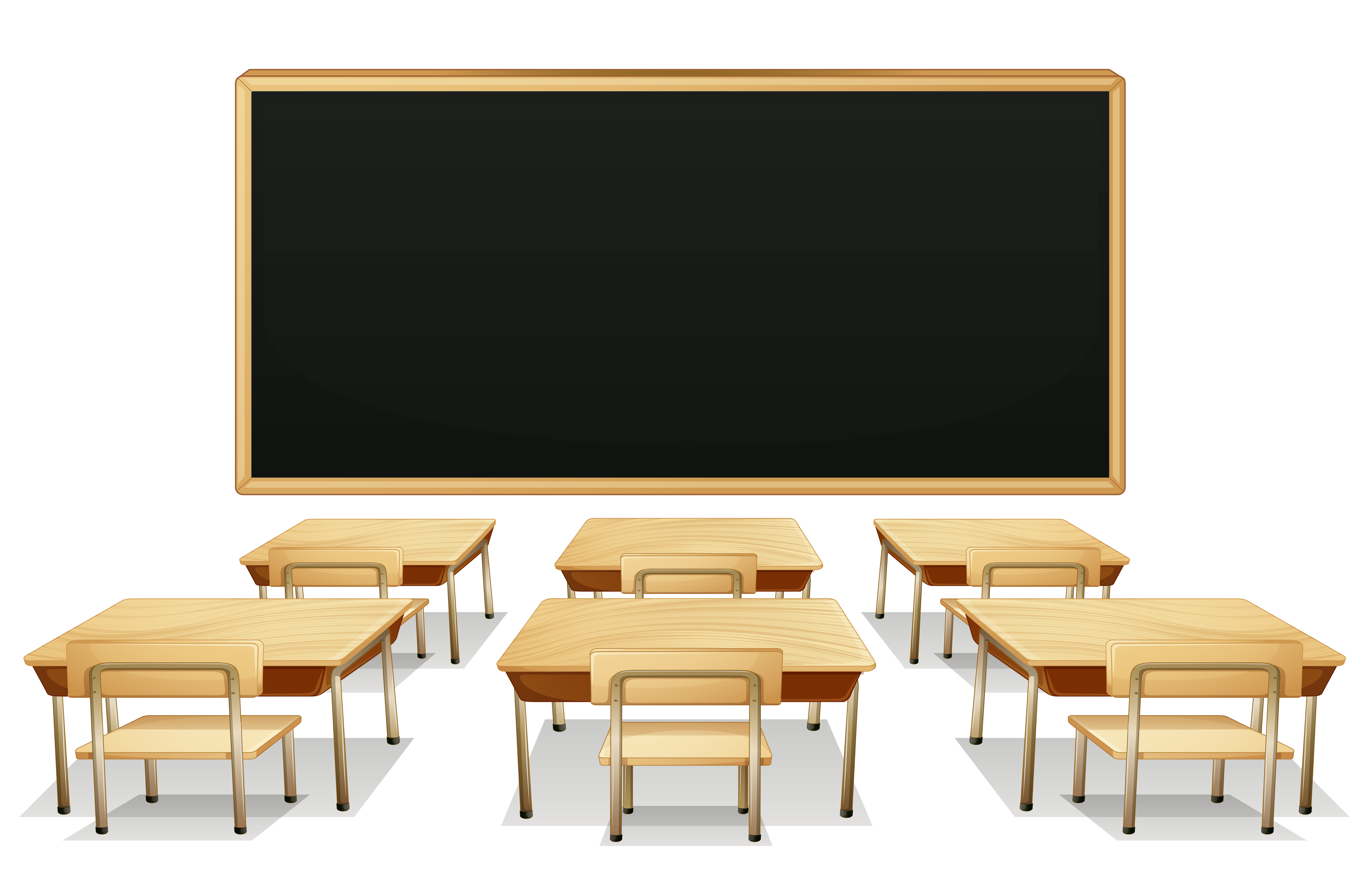 School Classroom with Blackboard and Desks PNG Clipart Picture 