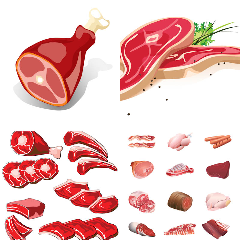 Meat Vector 4 Sets With Vector Meat And Meat Product Clip Arts For.