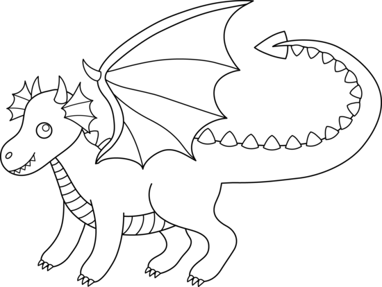 Clipart cute dragon black and white 