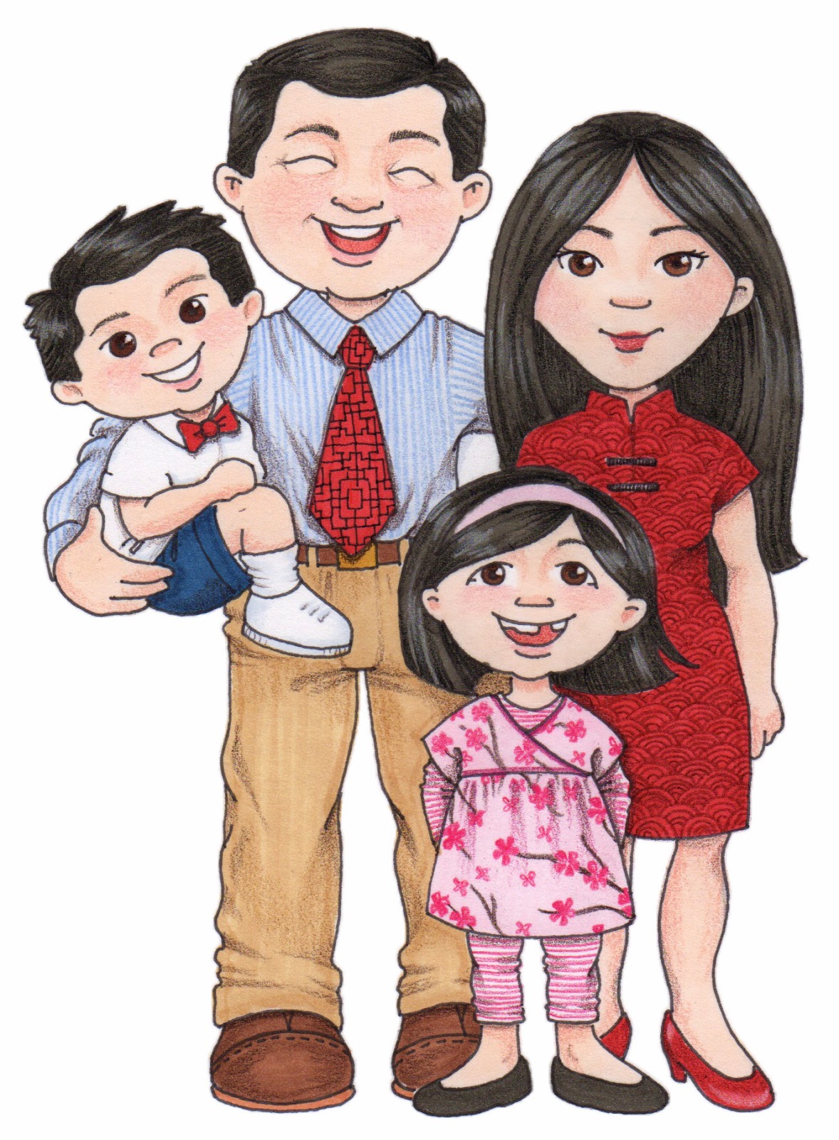 family cartoon of 4
