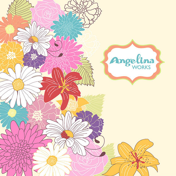 Spring flowers background clipart 