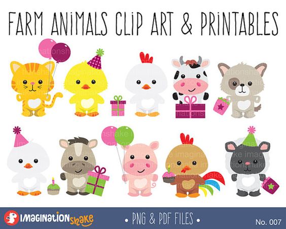 Pink Barnyard Party Clip Art  Printables Set / Farm Clipart 