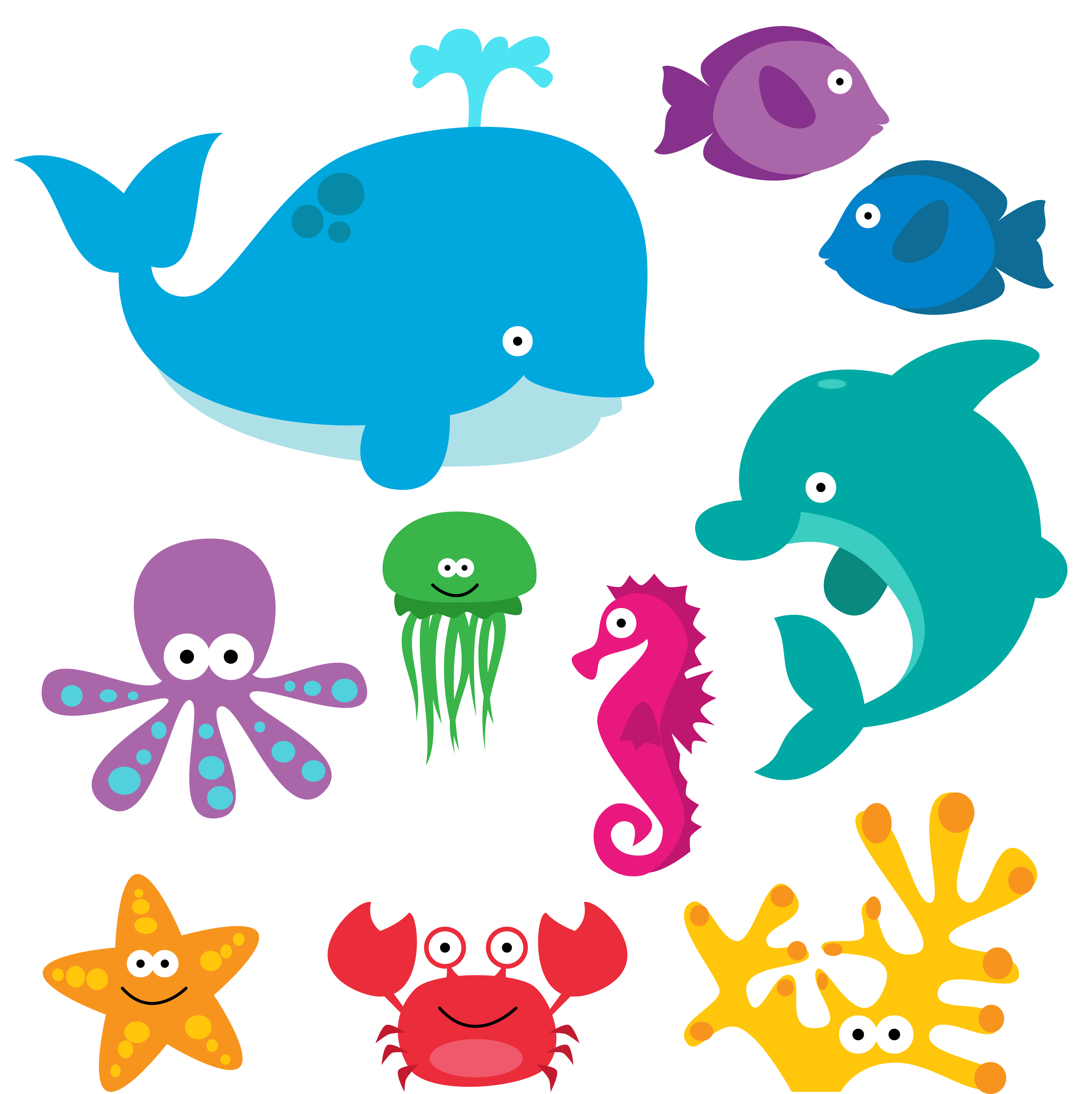 Sea Animal Clipart, Sea Animal Clip Art, Sea Creatures, Fish 