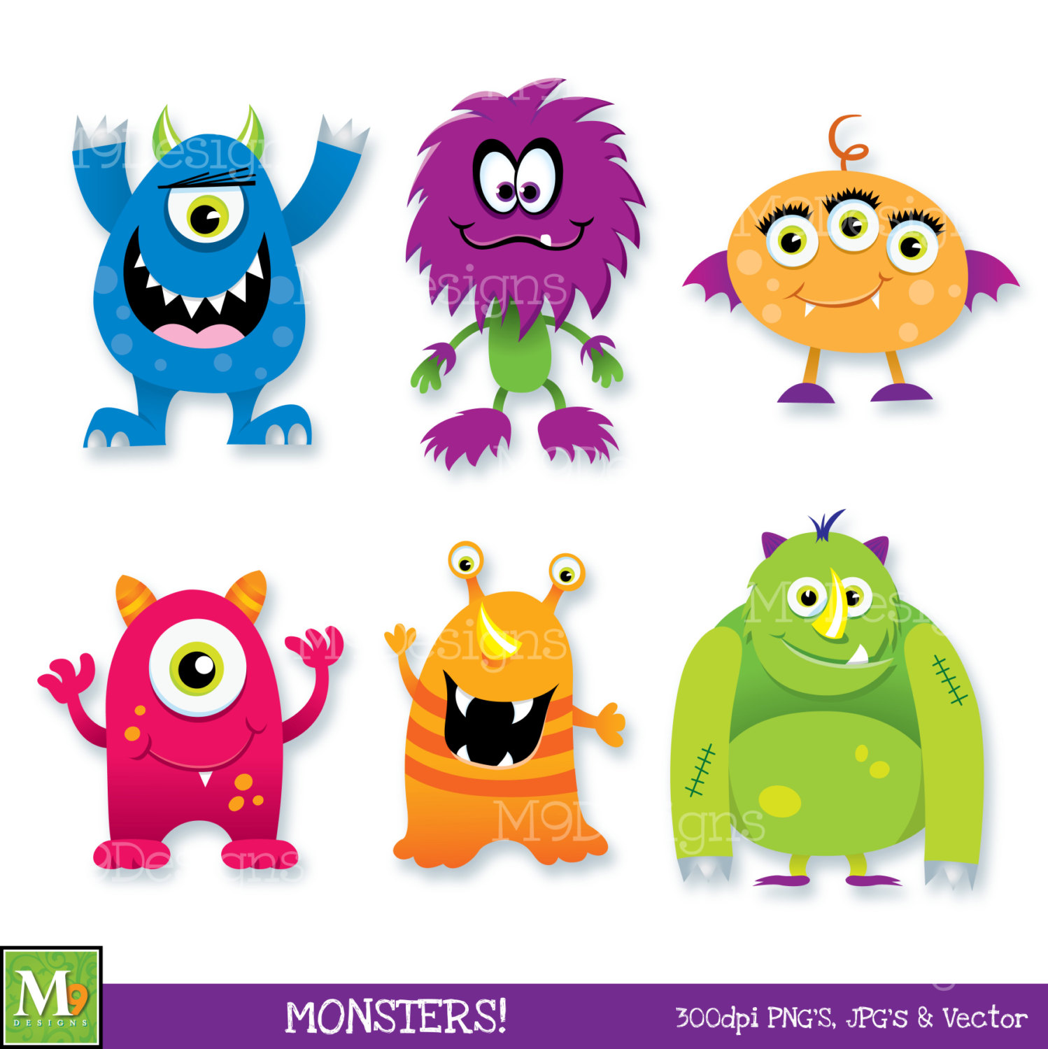 MONSTERS Clip Art: Monster Clipart Scary Fun Cute by MNINEDESIGNS 