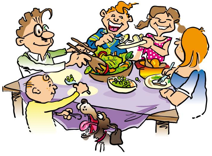 Friends eating together clipart 