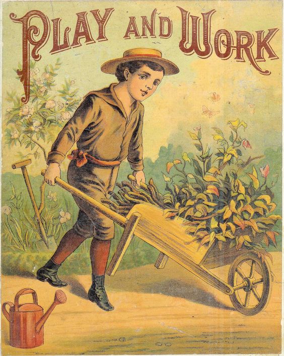 Antique Image: Vintage Victorian Storybook Cover: Gardening Clip 