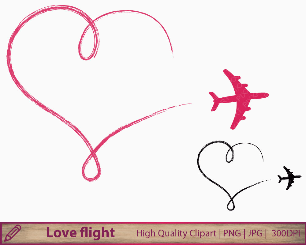 Love clipart plane clip art romantic heart by PiXXartPictures 