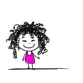 little girl curly hair clipart