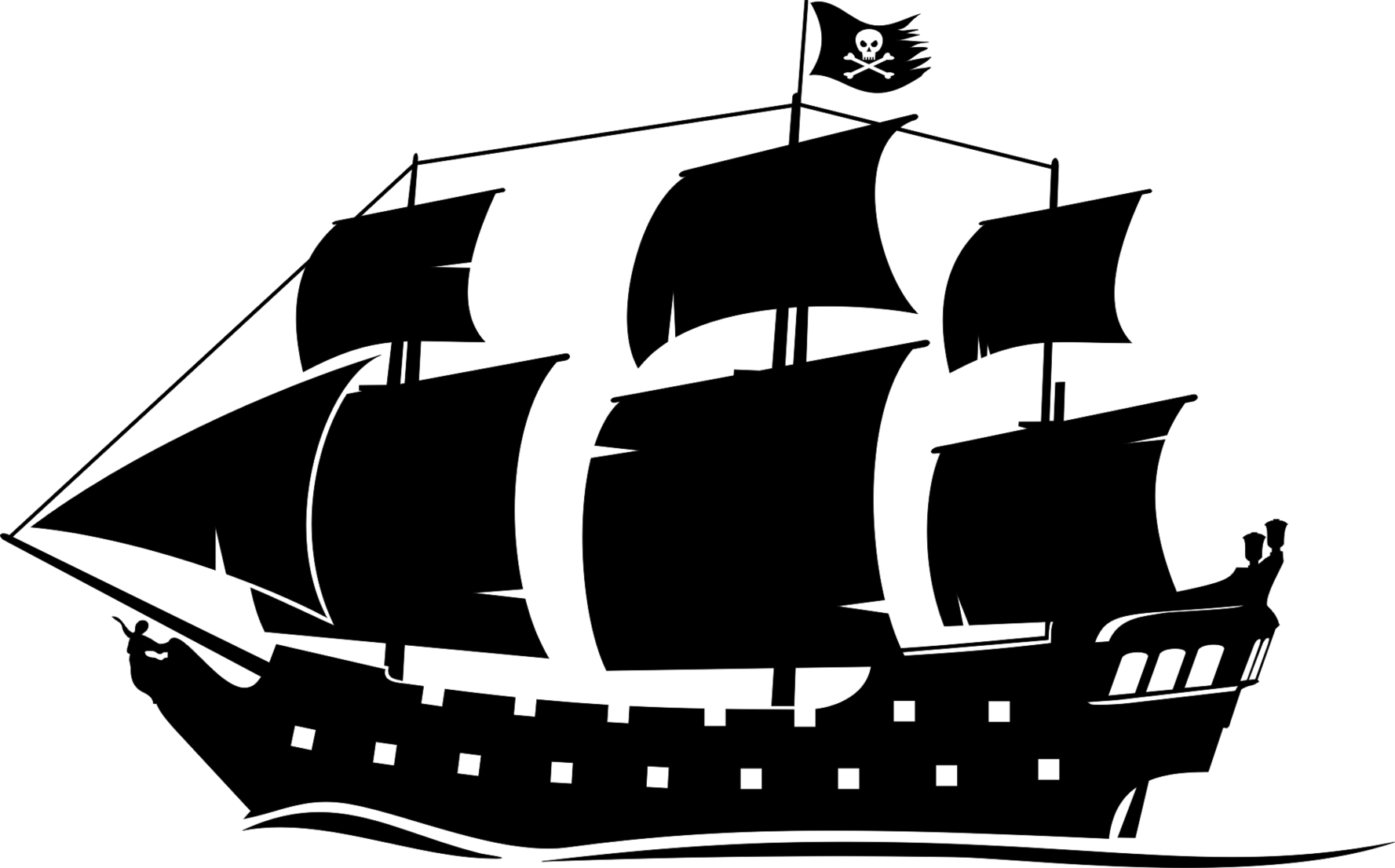 Pirate Ship Silhouette Clipart 
