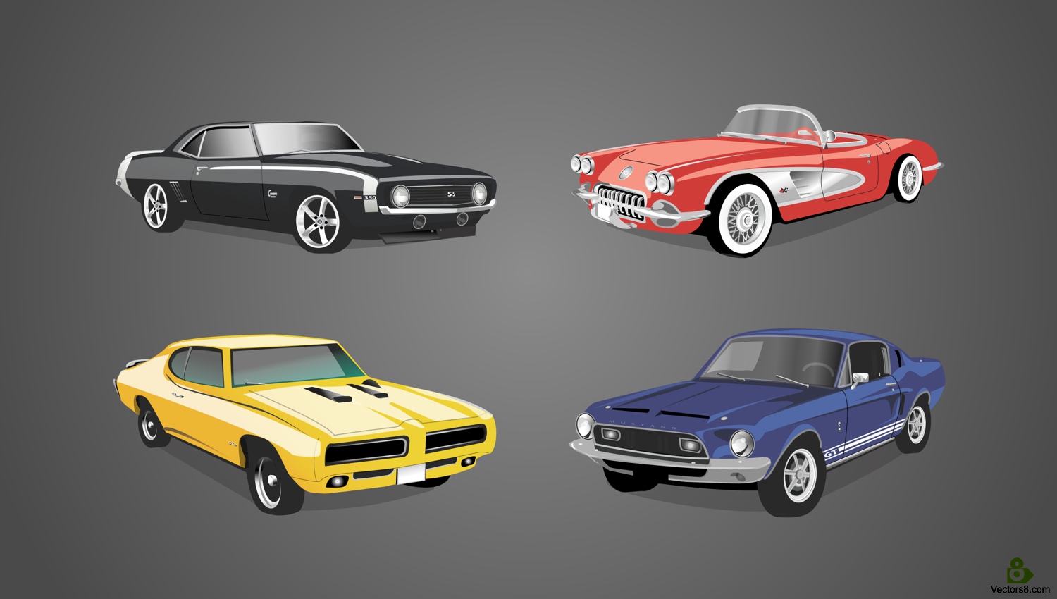 Set of Classic American Cars 