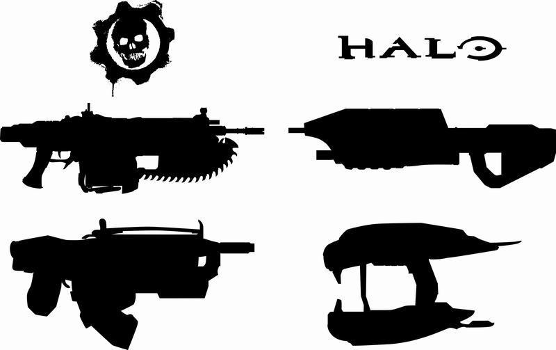 Halo Game Blck and White Clipart 