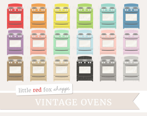 Vintage Oven Clipart Stove Clip Art Baking by LittleRedFoxShoppe 