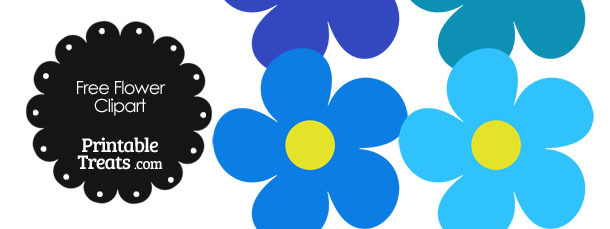 Cute Flower Clipart in Shades of Blue 