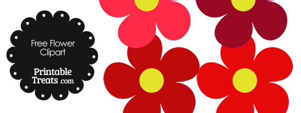 Cute Flower Clipart in Shades of Red 