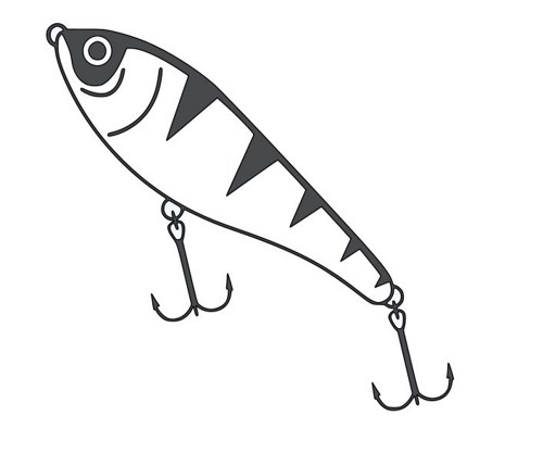 Fishing lure clipart black and white 