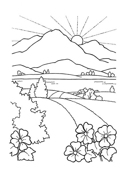 Rolling Hills Clipart Black And White 8651 