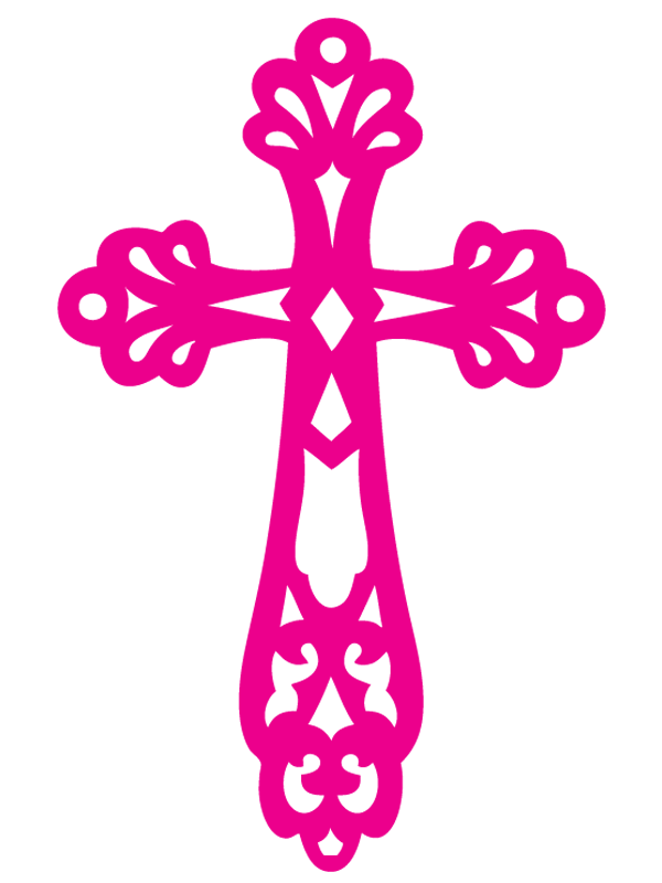 pink baptism cross clipart.