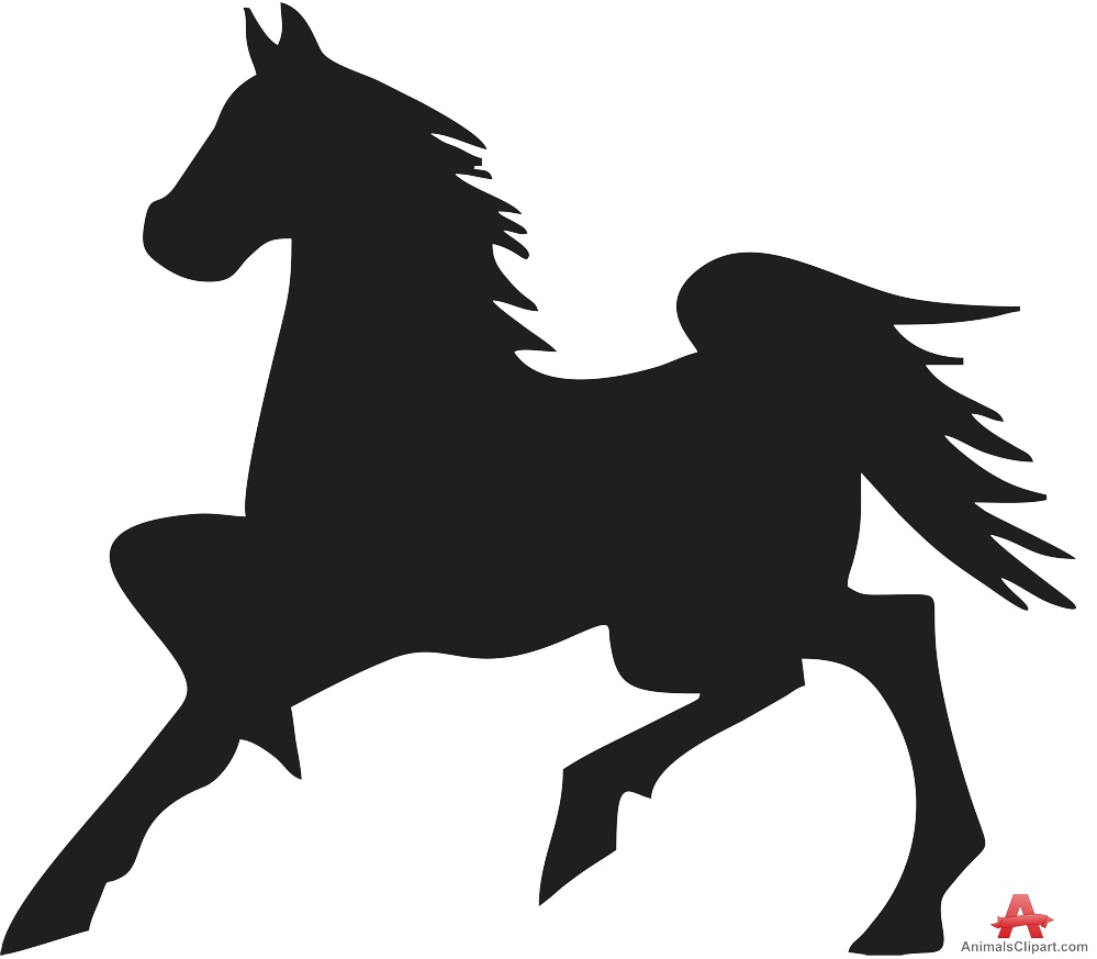 Fast Walking Horse Logo Silhouette Clipart 