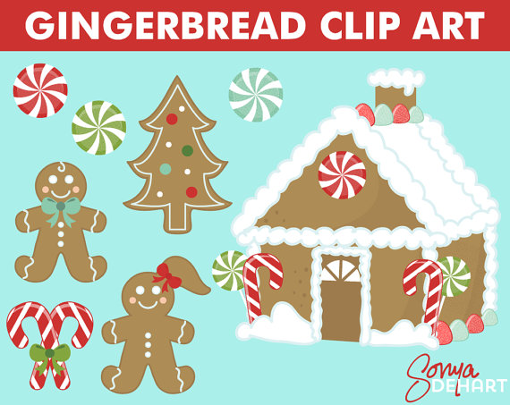 Gingerbread man house clipart 