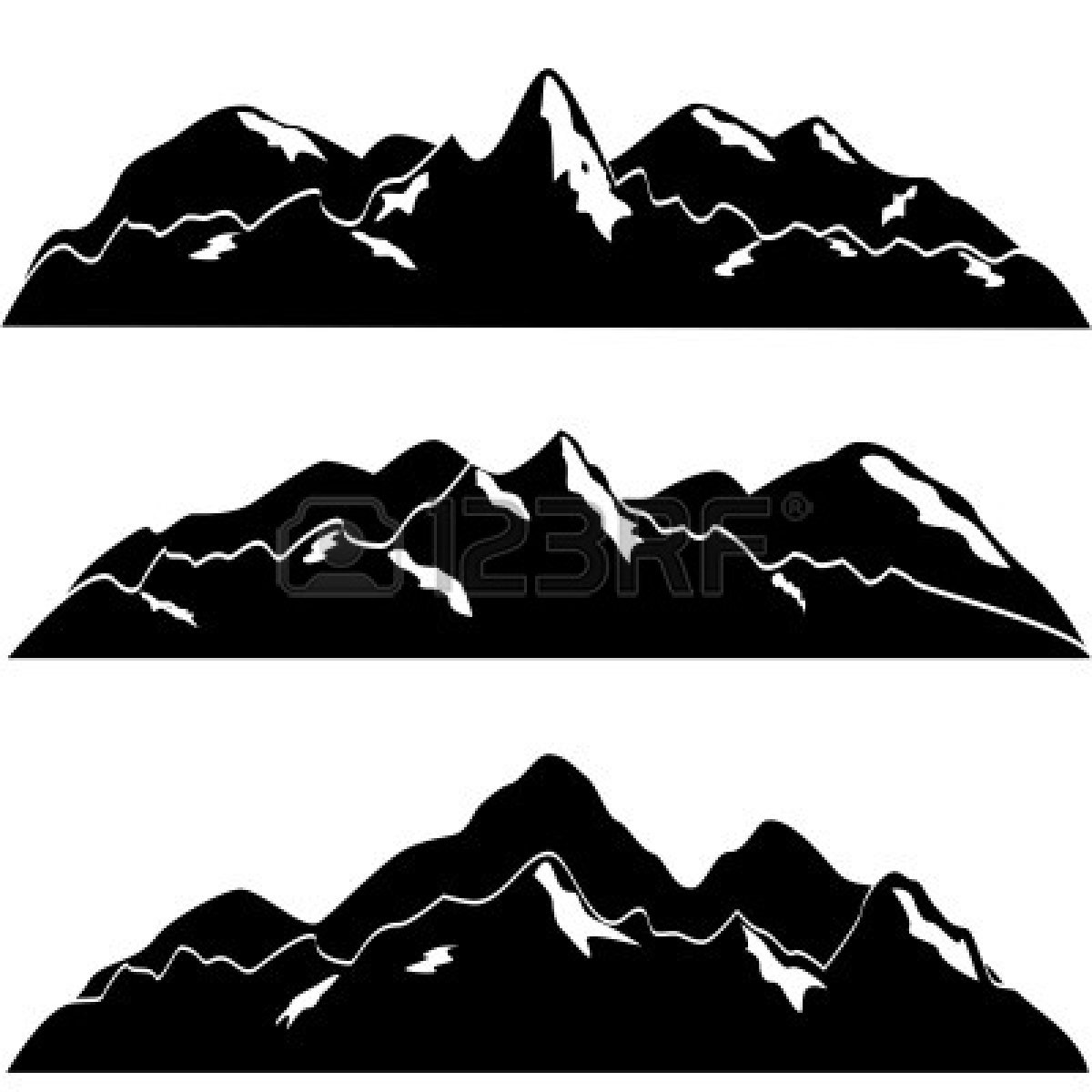 Mountain Black And White Outline 