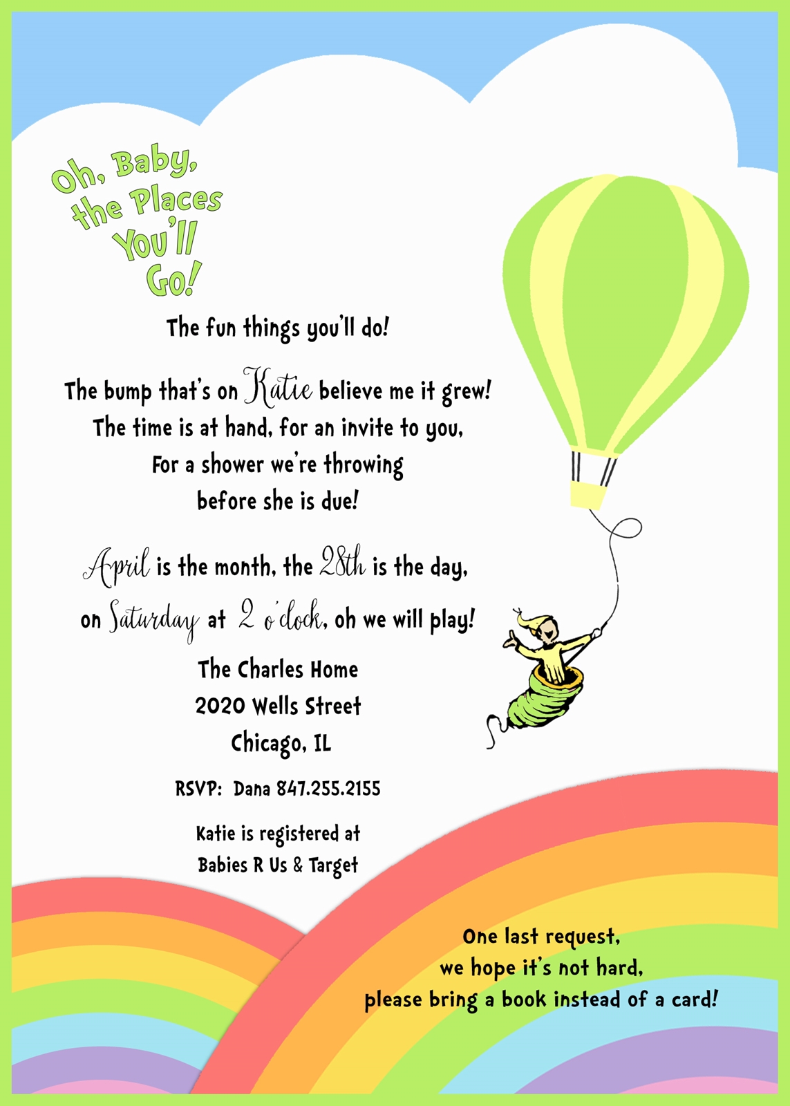 Oh The Places You Ll Go Baby Shower Invitation Template Clip Art Library