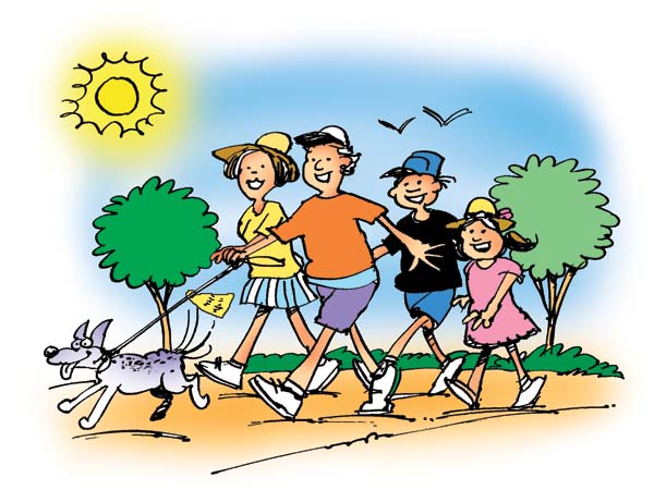 Family hiking clipart 