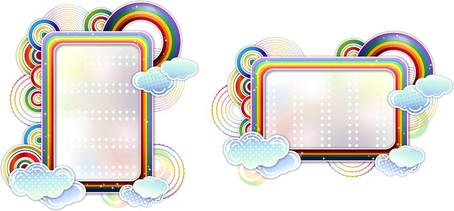 Rainbow Clouds Cute Vector Border, Vector 