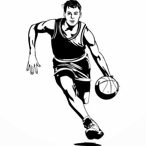 Basketball Player Clipart Black And White 