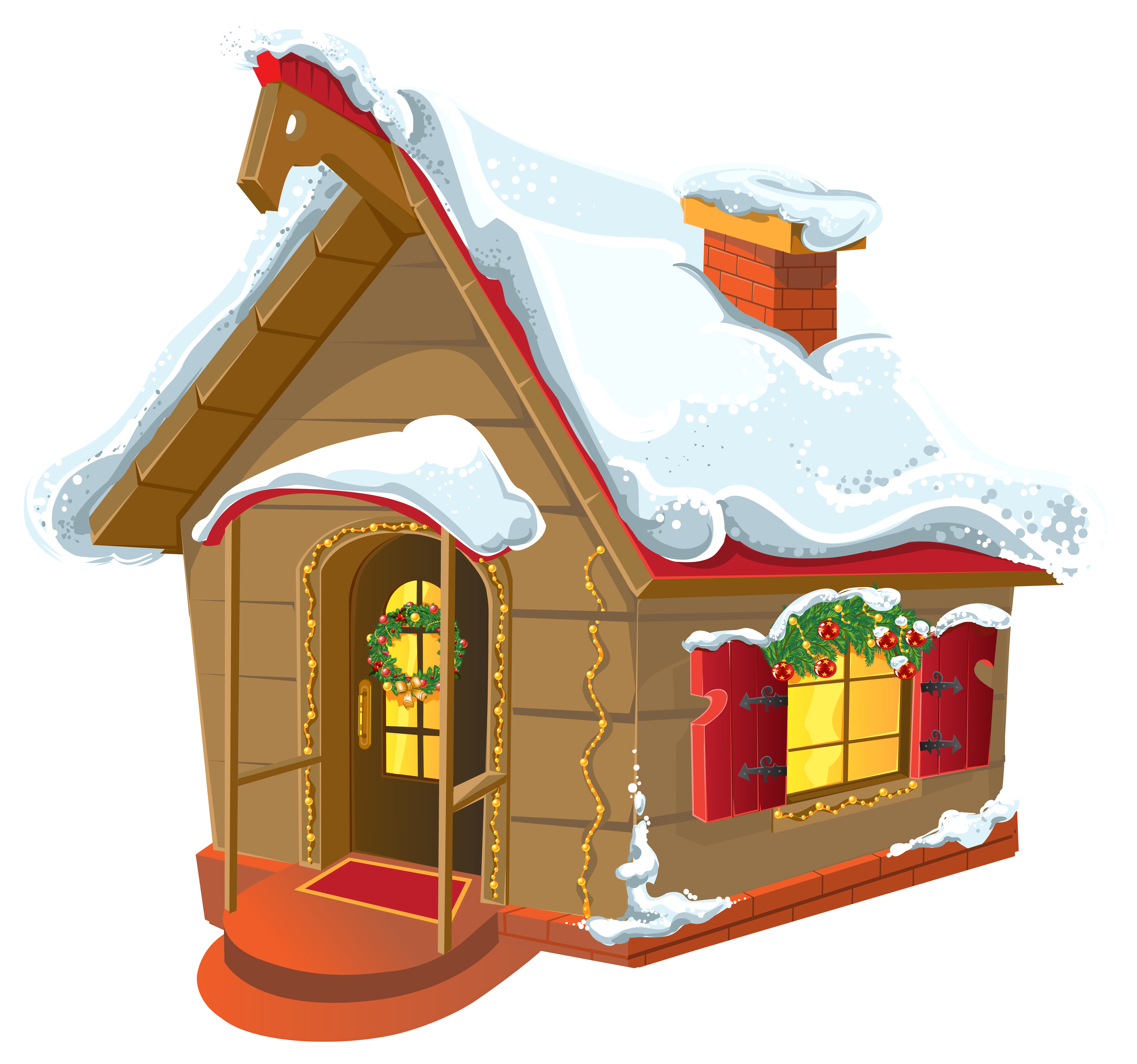 Christmas Winter House PNG Clipart Image 