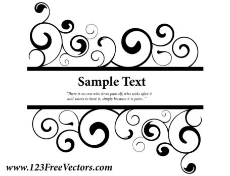 Vector Ornate Swirl Banner, Clipart 