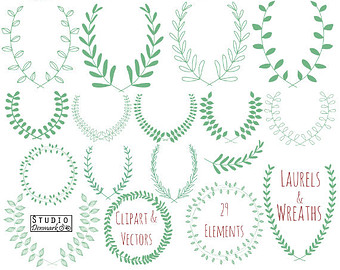 laurel wreath clipart � Etsy 