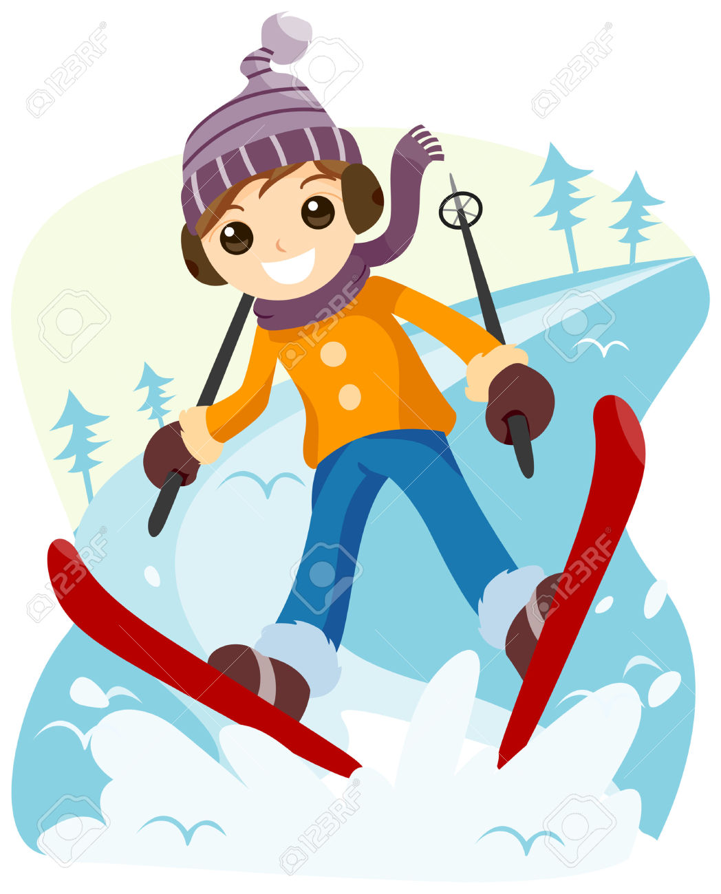 Snow skiing clipart 