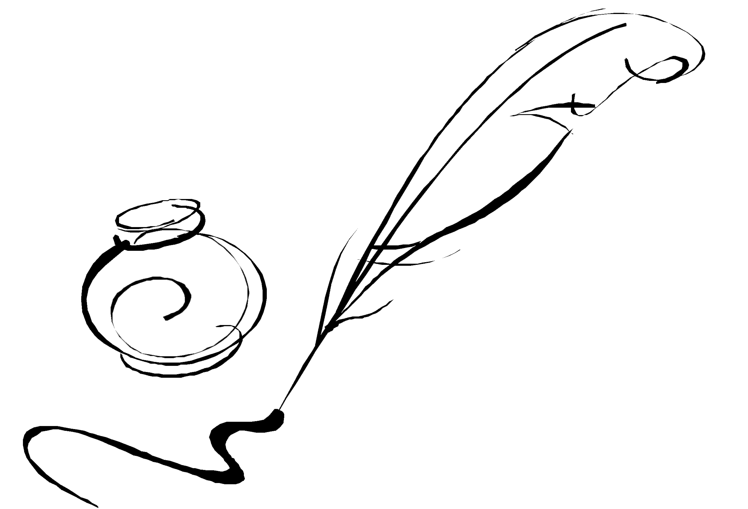 quill pen and inkwell clipart of children