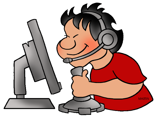 Child playing video games clipart 