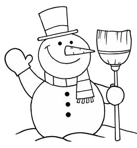 Snowman Black And White Christmas Gift Clipart 