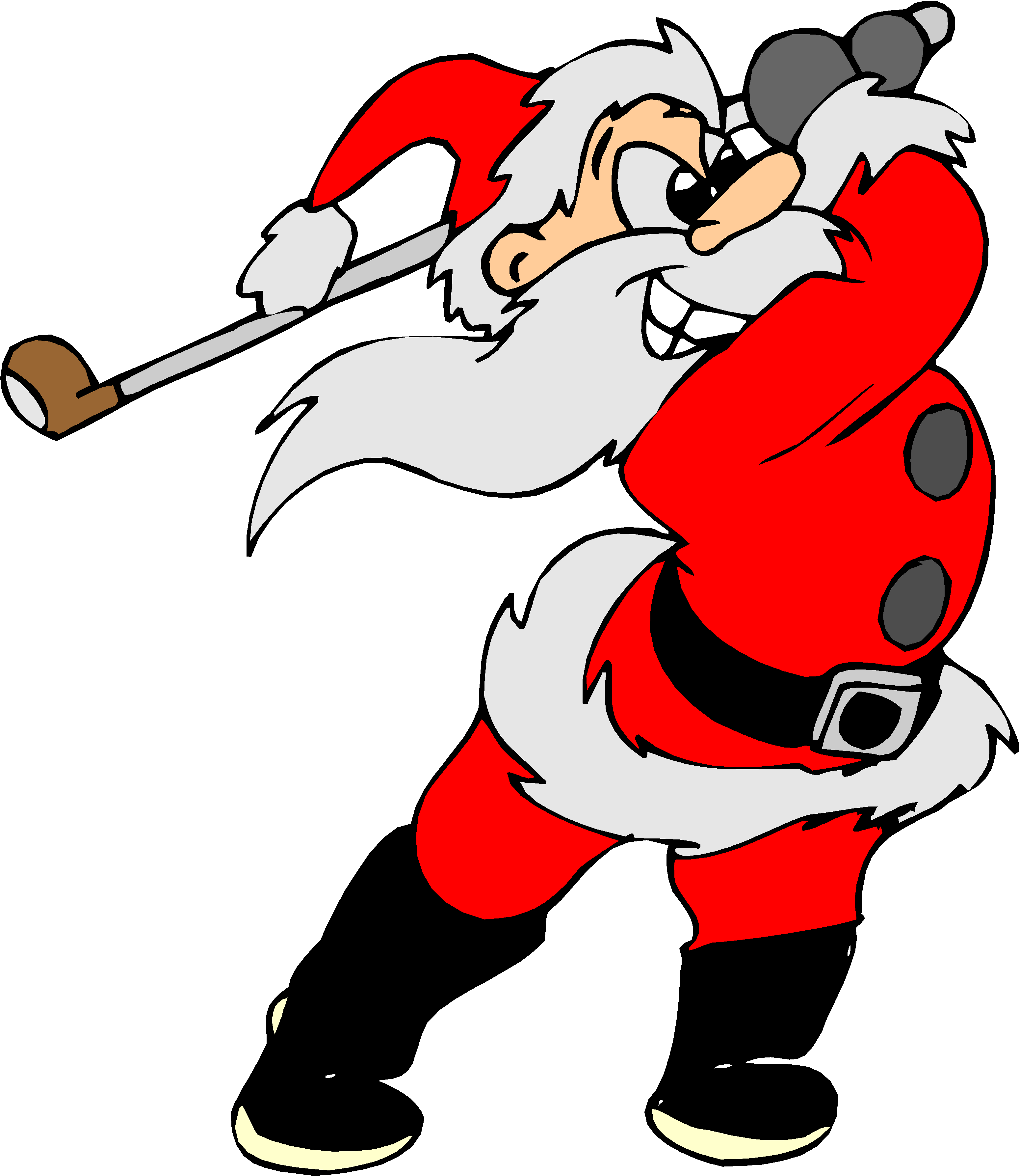 Santa playing golf clipart 
