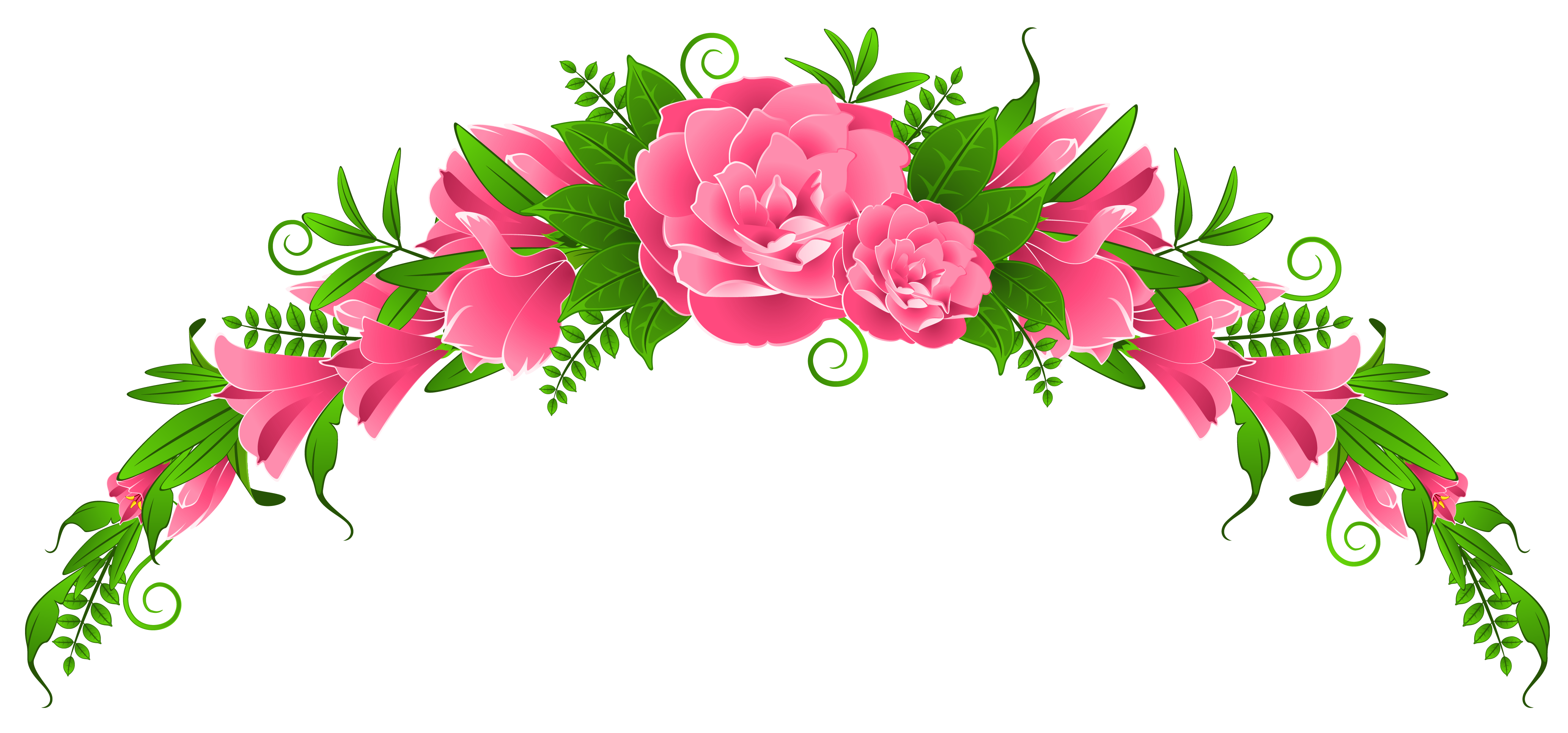 Pink Flowers and Roses Element PNG Clipart 